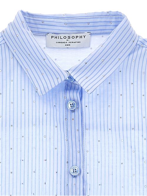 Camicia bambina Philosophy celeste bacchettina con borchiette PHILOSOPHY KIDS | I1G31373160058